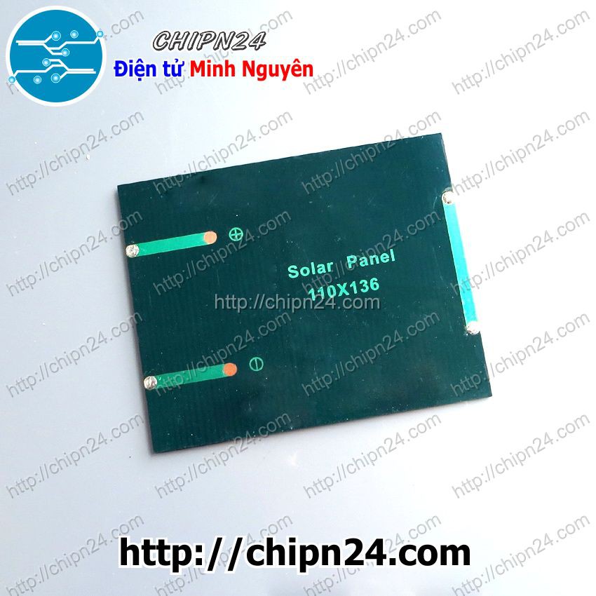 [1 CÁI] (A5) Tấm pin NLMT 6V 2W (136x110mm) (Tấm pin Năng Lượng Mặt Trời, Solar Power, Solar Panel)