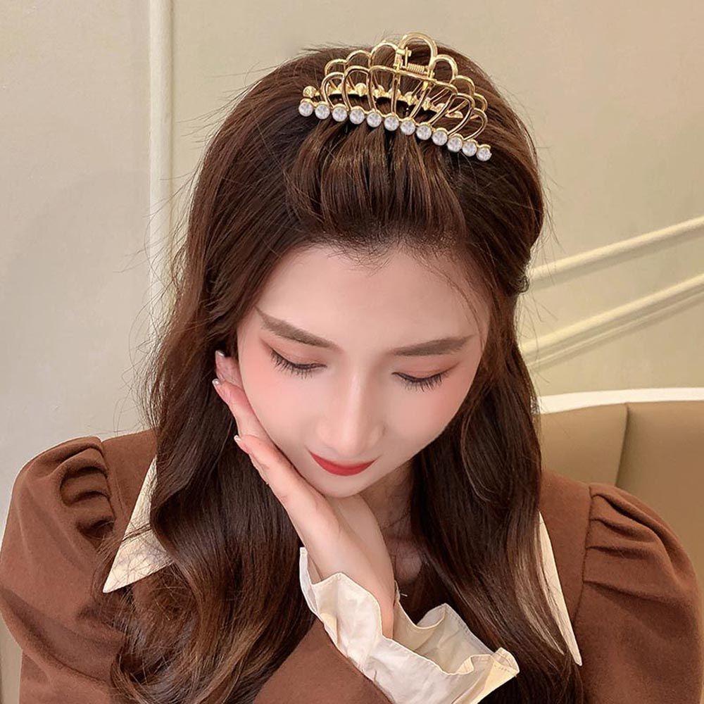 Kẹp Tóc Càng Cua Hình Vương Miện Đính Đá Zircon Kiểu Vintage Cho Nữ