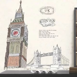 Decal dán tường tháp đồng hồ