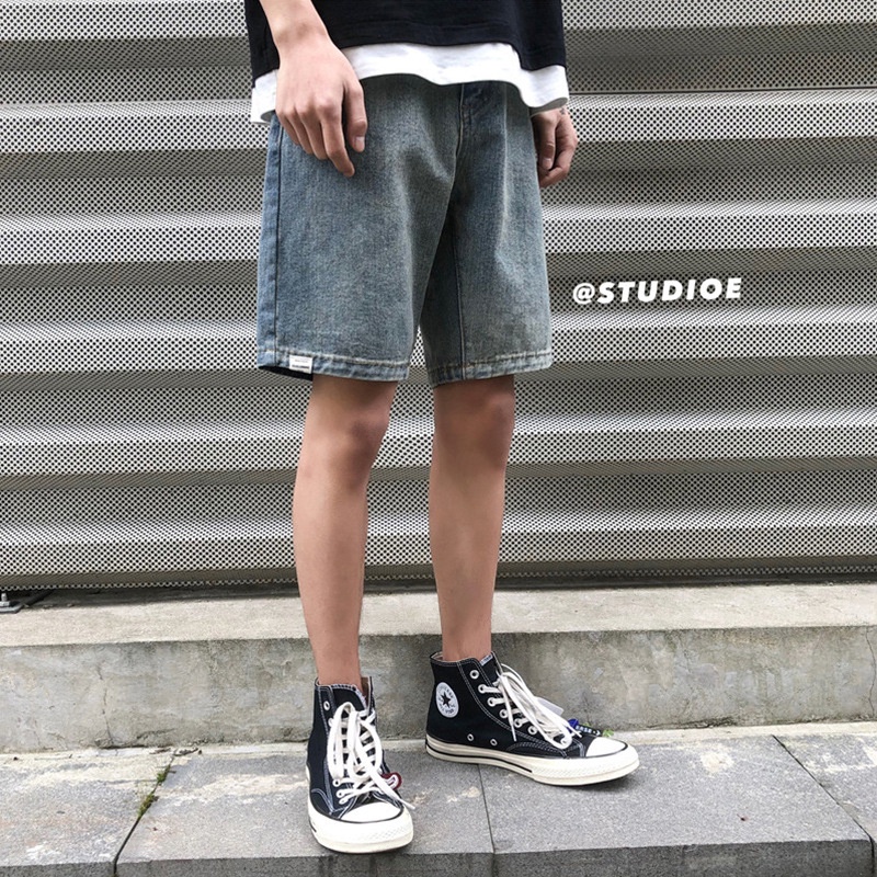 Quần Short Denim Ống Rộng Thời Trang Hong Kong Cho Nam