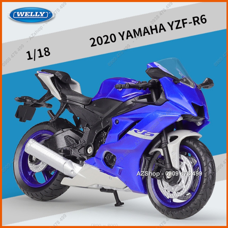 Xe Mô Hình Moto Yamaha Yzf-R6 Tỉ Lệ 1:18 - Xanh - 8885.2b