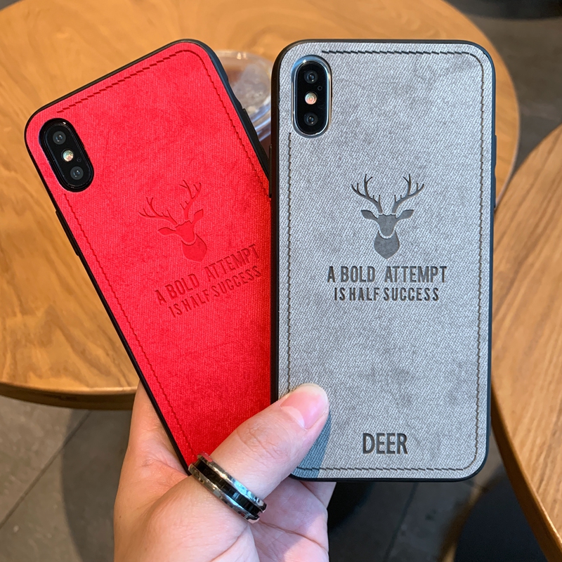 Soft TPU edge Canvas Embossed Deer Phone Case For Iphone X XR 7plus 8