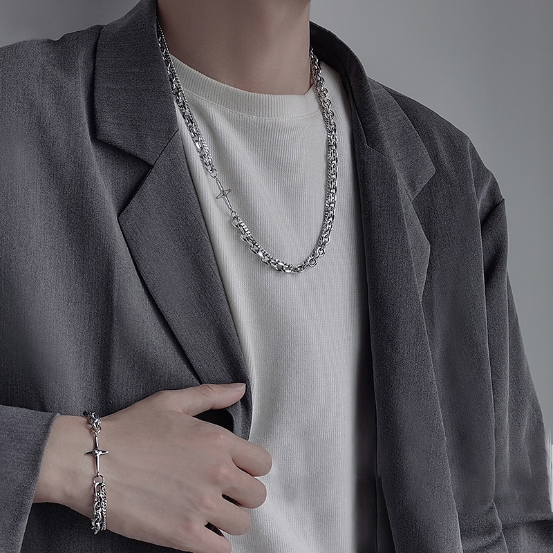 Vòng tay dây xích mặt hình chữ thập phong cách Hip Hop cho cả nam và nữ | BigBuy360 - bigbuy360.vn