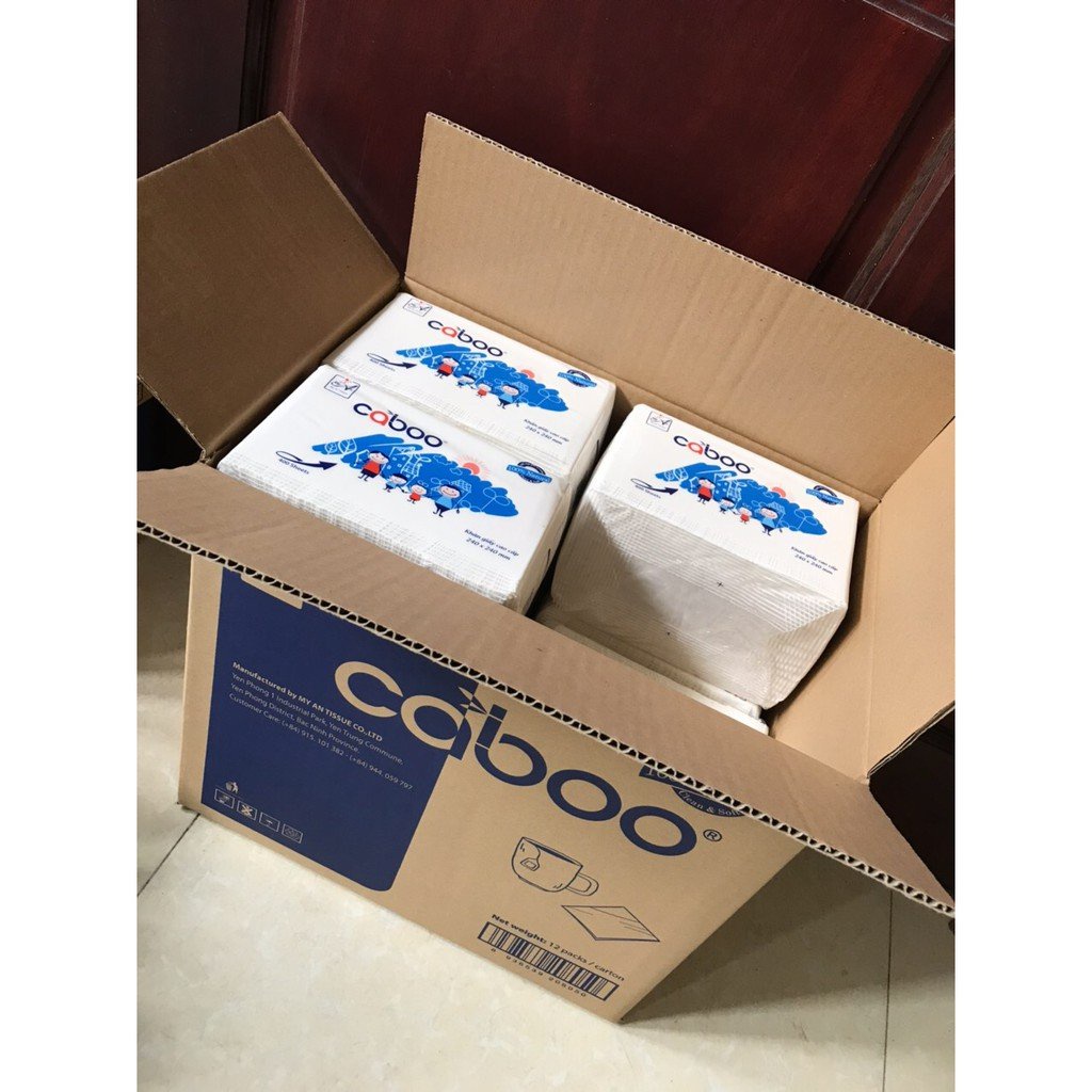 Thùng 24 gói giấy ba lớp cao cấp Caboo 1 gói 300 tờ