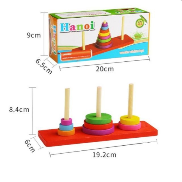 Đồ chơi gỗ Tháp Hà Nội đồ chơi trí tuệ bộ giáo cụ Montessori