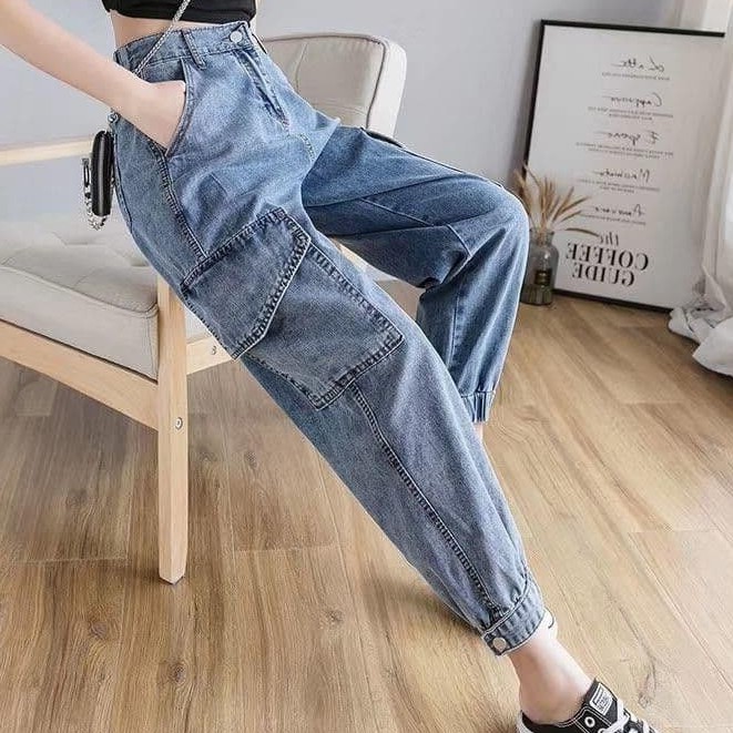 Quần baggy JEANS dài túi hộp 2 bên hông siêu cá tính, form cực hot, kết hợp giữa classic và hiện đại, QUẦN JEAN DÀI M5