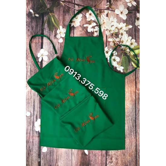 Tạp dề thêu tên logo SPA Nail mi Loại 1