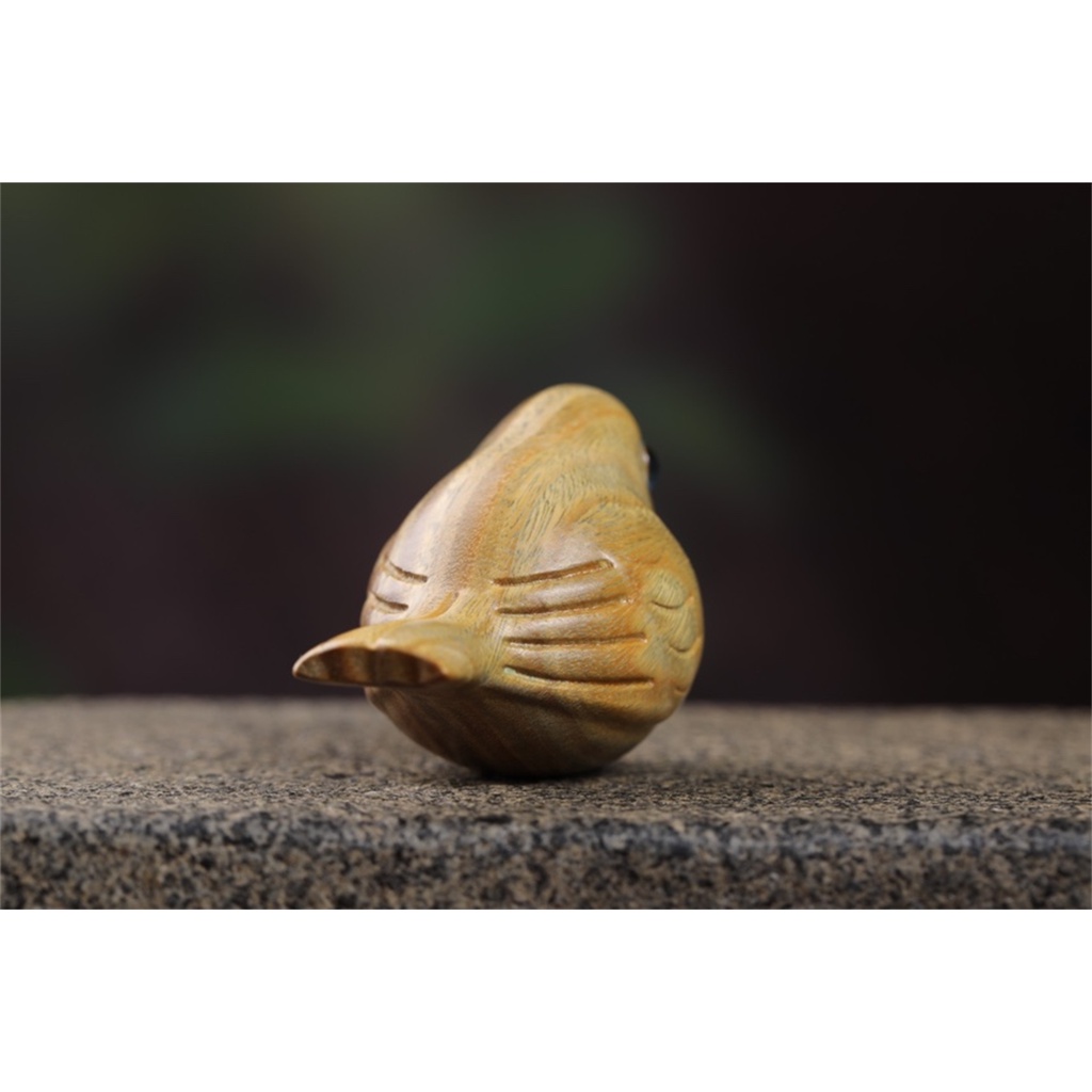 Chú Chim Nhỏ Bằng Gỗ Đàn Hương Chạm Khắc Thủ Công Kích Thước 7X3.8Cm