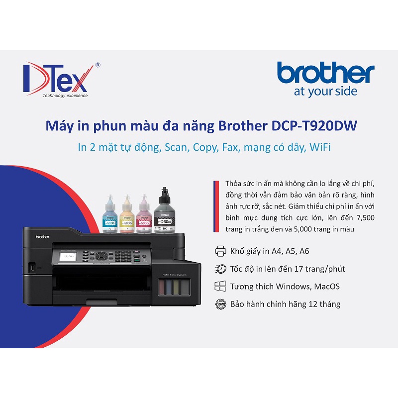 Máy in phun màu đa năng Brother MFC-T920DW - Hàng Chính Hãng