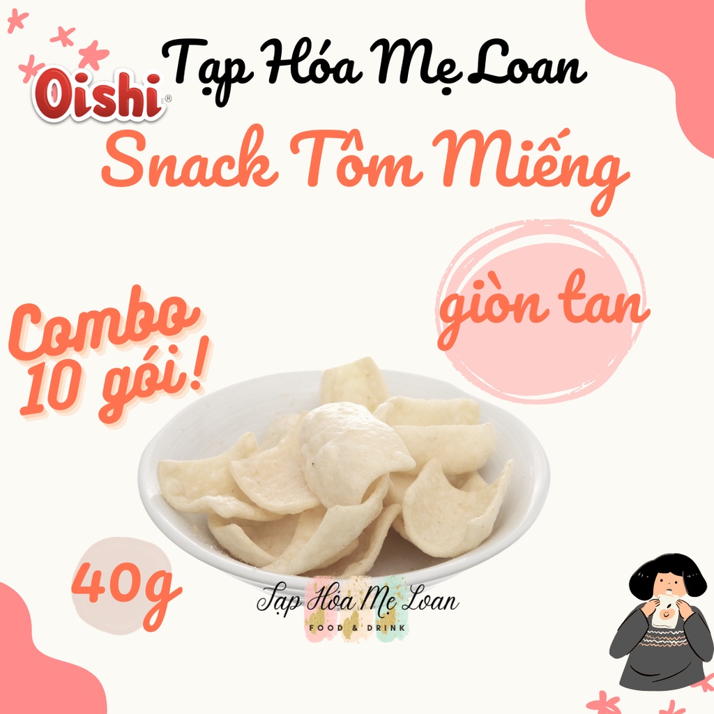 COMBO 10 Gói Bánh Snack Bim Bim Tôm Miếng Kirei Oishi 35g