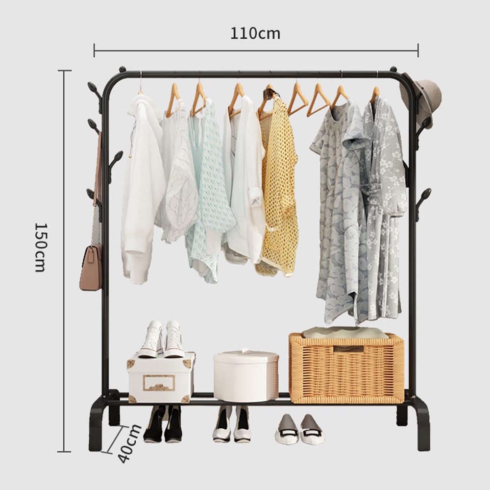 Giá treo quần áo bằng thép cacbon nhập khẩu cao cấp phơi áo kết hợp giá giày cho phòng ngủ studio