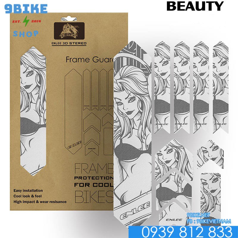 Bộ tem dán 3D cao cấp bảo vệ khung sườn xe đạp ENLEE
