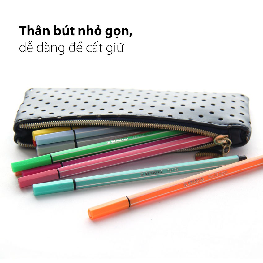 Bộ 4 cây bút lông màu STABILO Pen68 màu Pastel: lam lạnh, xanh lá,xanh ngọc, vàng (PN68-P4A)