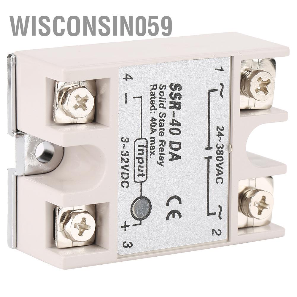 Wisconsin059 Rơ le trạng thái rắn DC-AC một pha SSr 40DA 40A Đầu vào 3-32V ra DC 24-3