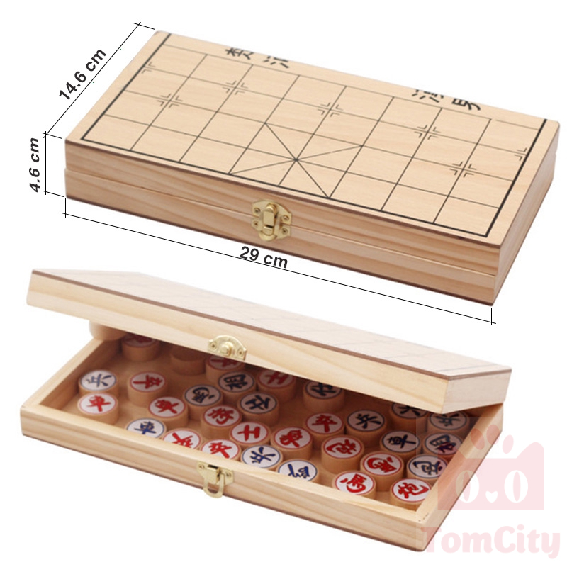 Có video Bộ cờ tướng gỗ sồi kèm hộp gỗ cao cấp chinese chess gỗ đặc bàn cờ gấp gọn dễ mang đi