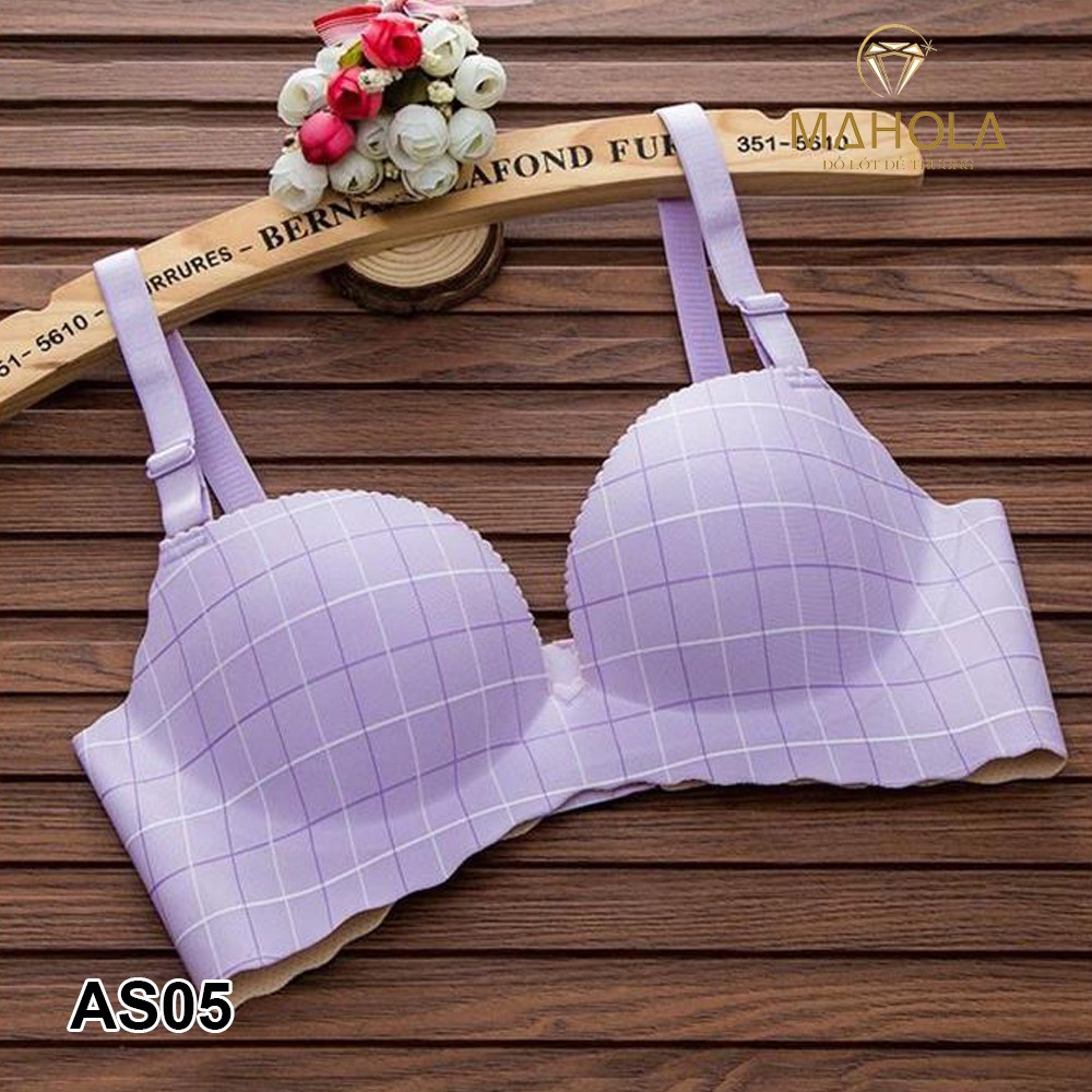 Áo Lót Mút Mỏng Su Không Gọng Kẻ Caro_Mahola_ AS05