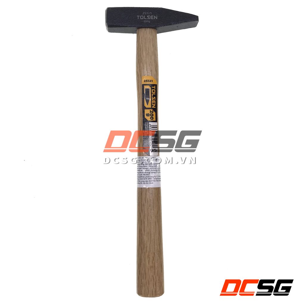 Búa đầu dẹp và vuông 200g cán gỗ Tolsen 25121 | DCSG