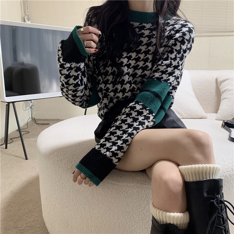 QADCOL Áo sweater dài tay phối màu tương phản thiết kế mới năng động thời trang