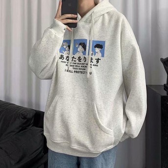 Áo hoodie dáng rộng in họa tiết Anime cá tính dành cho nam và khuôn viên phong cách Hàn Quốc áo len sweater