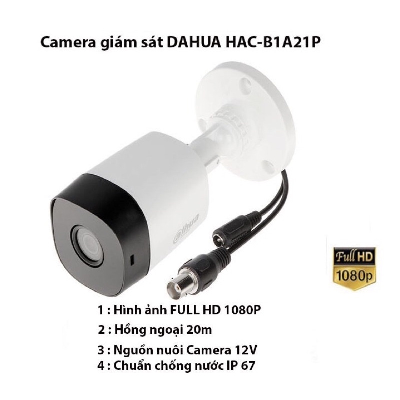 Camera giám sát DAHUA HAC-B1A21P HDCVI Cooper 2MP Tính năng chống ngược sáng,hình ảnh sắc nét,chống thấm nước