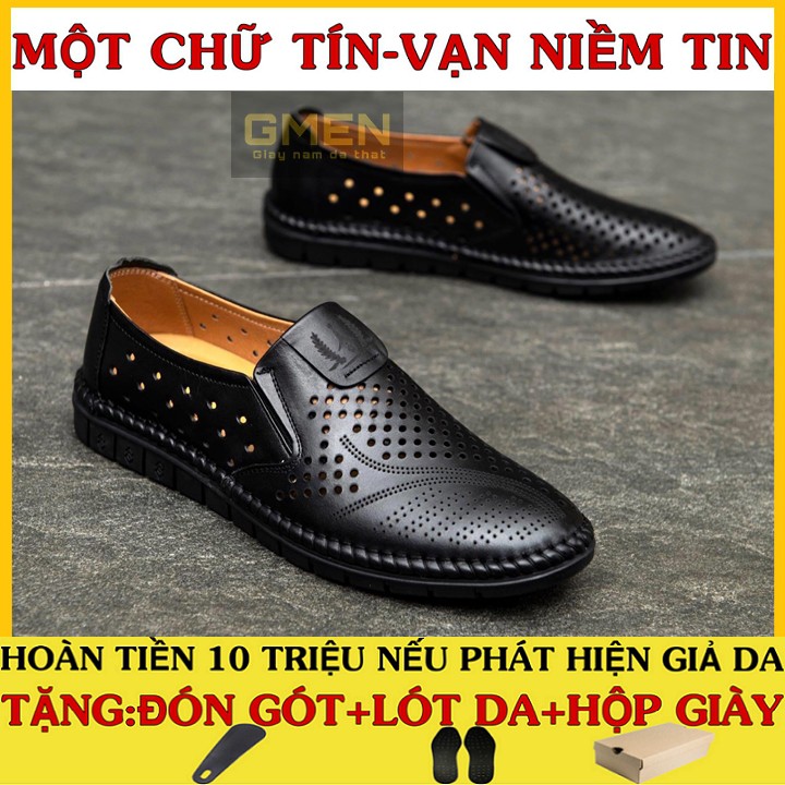 Giày da nam thoáng khí da bò 100% đế cao su êm chân bảo hành 1 năm GM0056