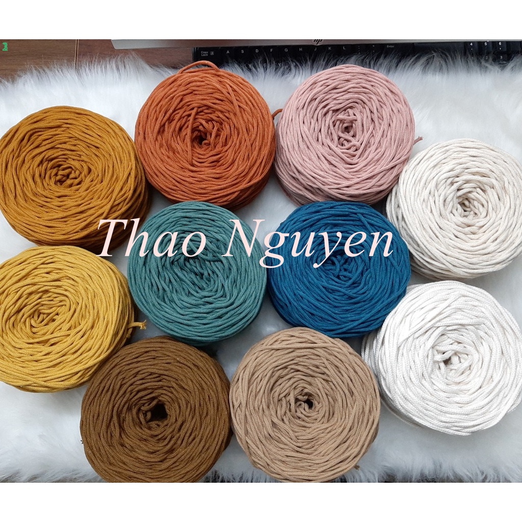 200g- Dây dệt macrame, dây dệt mắt na- 3mm. FULL COLOR