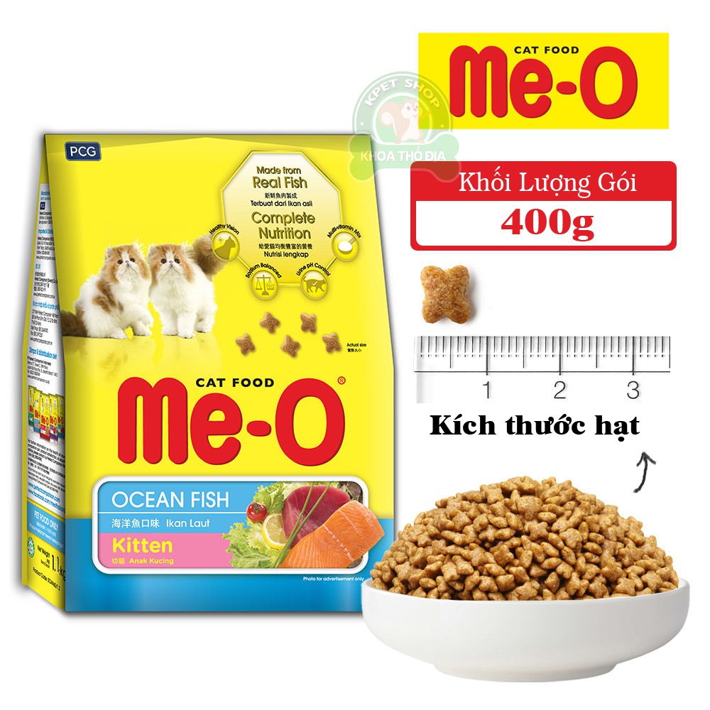 [Mã PET1504 giảm 8% đơn 300K] Thức ăn mèo con Me-O Kitten Ocean Fish - Gói MeO 400g