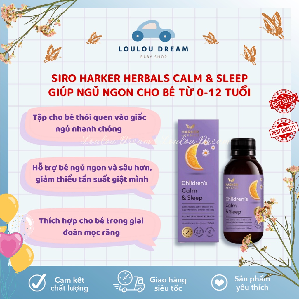 Siro Ngủ Ngon Harker Herbals tím Calm & Sleep New Zealand cho bé từ 0-12 tuổi