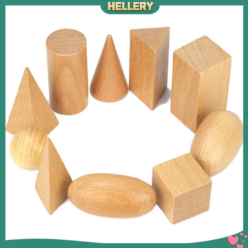 Bộ 10 Khối Gỗ Hình Học 3D Đồ Chơi Cho Bé