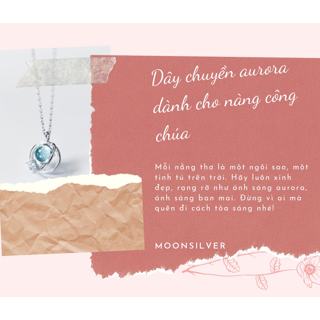 Dây chuyền bạc Aurora hành tinh đính đá moonsilver