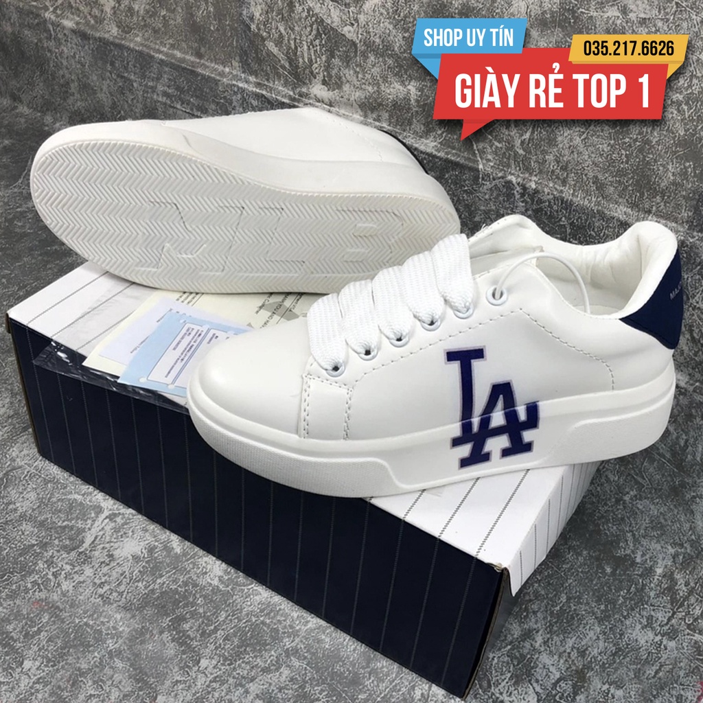 Giày thể thao tăng chiều cao MCQ x MLB LA, NY đen vàng họa tiết, giày sneaker độn đế MLB x MCQ LA, NY dành cho nam nữ