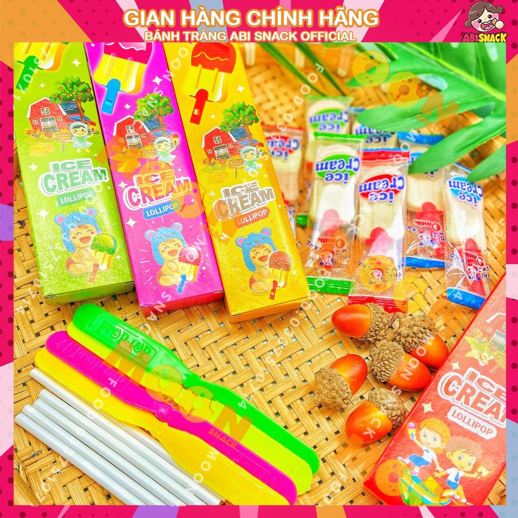 kẹo sữa mút kem “ICE CREAM Lolipop 4 Vị hãng STA kèm đồ chơi chong chóng