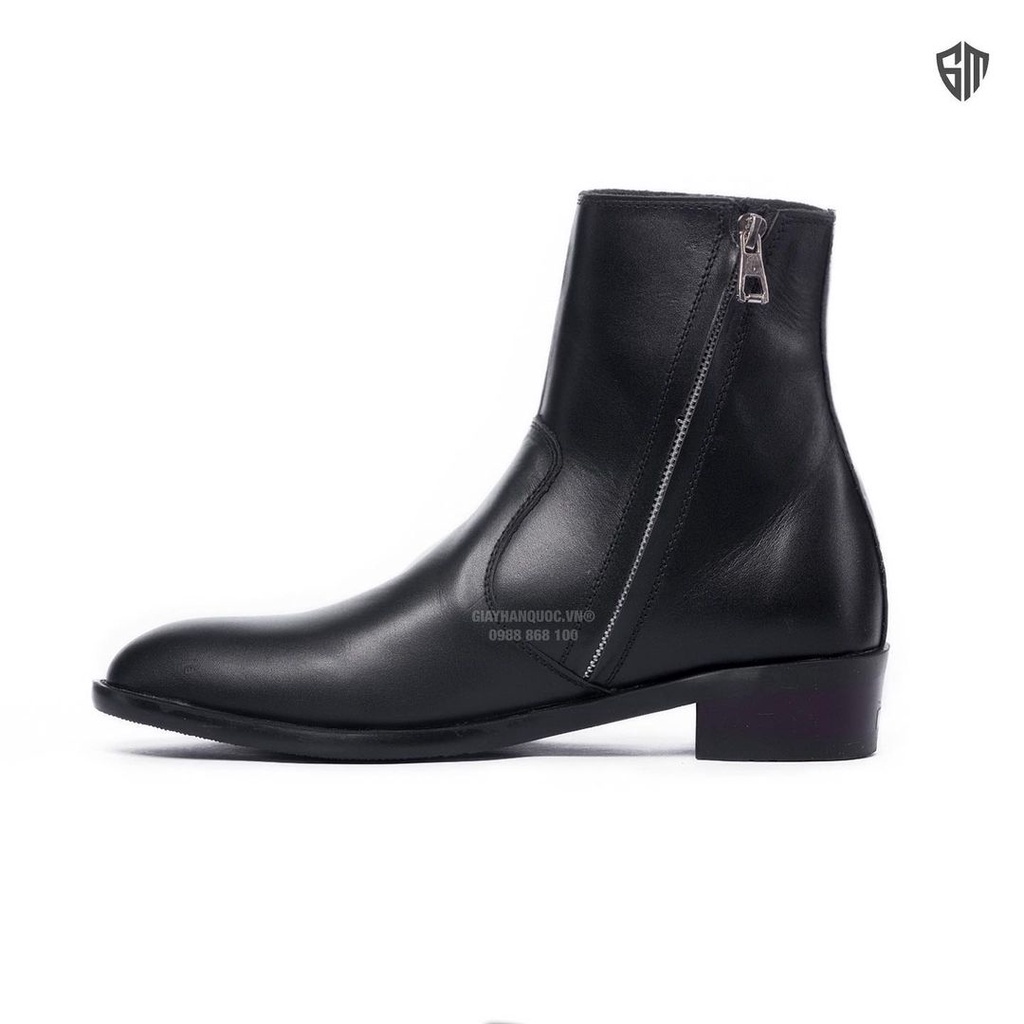 Giày Bốt Nam Zip Boot Da Trơn FR14 Tăng Chiều Cao Thiết Kế Basic Trẻ Trung Dễ Phối Đồ