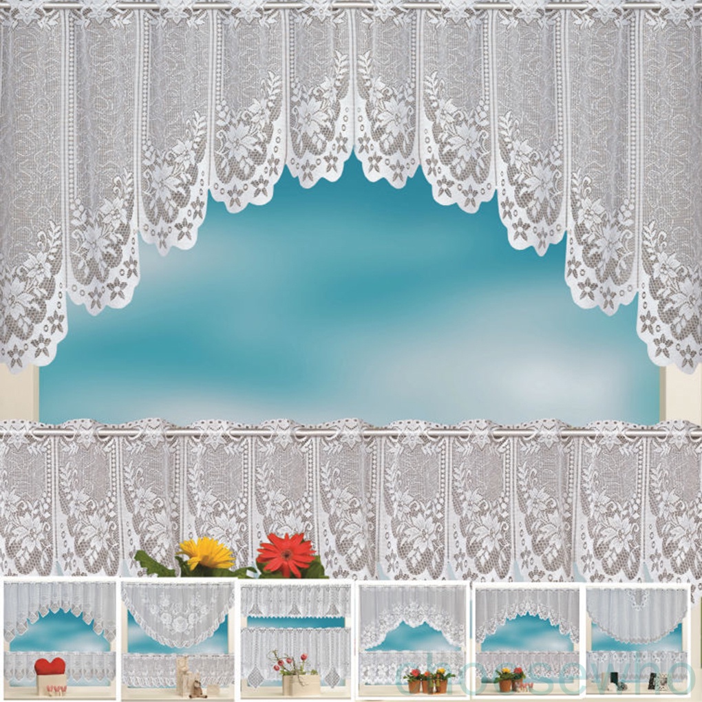 Set 2 Rèm cửa sổ phối ren trong suốt phong cách cổ điển độc đáo trang trí nhà cửa/ quán cà phê