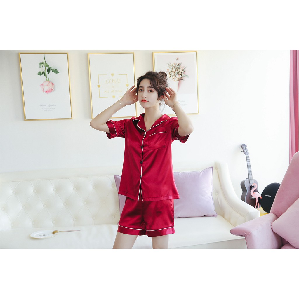 Đồ Bộ Lụa Mặc Nhà Nữ, Đồ Ngủ Pyjama Quần Đùi Áo Cộc Tay Dành Cho Nữ, Có Nhiều Màu Và Size Để Lựa Chọn - TRON | BigBuy360 - bigbuy360.vn