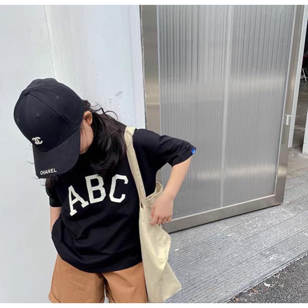 Áo thun tay lỡ ABC cho bé , áo thun unisex form rộng , Kid_genZ