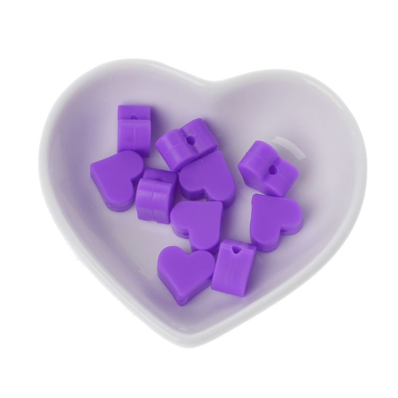 Bộ 10 Hạt Silicone Hình Trái Tim Làm Vòng Cổ DIY Cho Bé Gặm