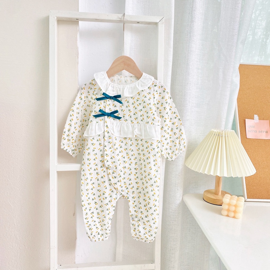 Romper Sanlutoz từ cotton dài tay cho bé gái sơ sinh