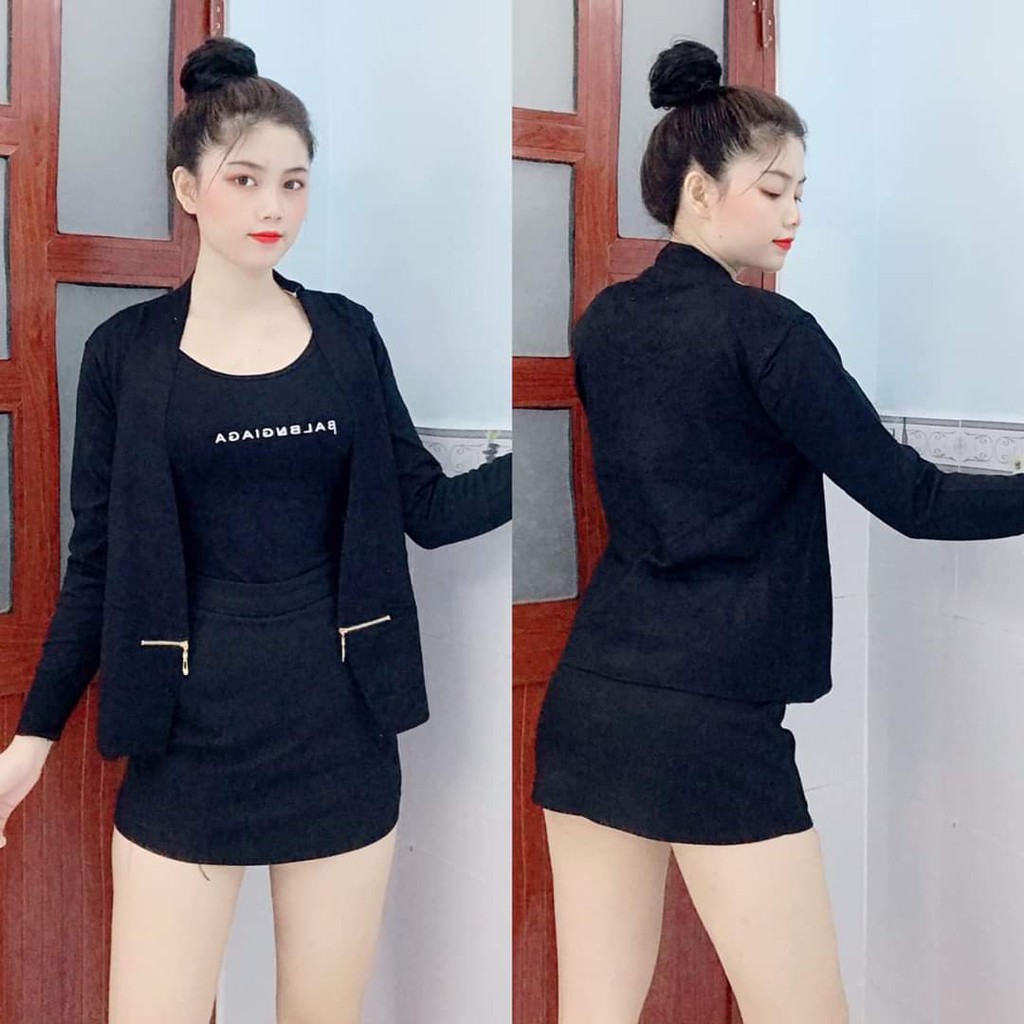 Áo khoác len cardigan phối dây kéo