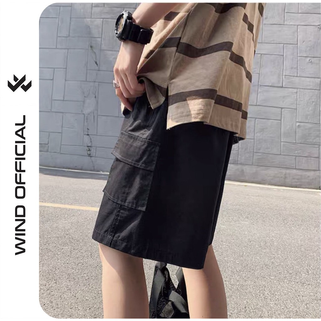 Quần short ngố kaki túi hộp Wind unisex Trơn sort nam nữ phong cách ulzzang