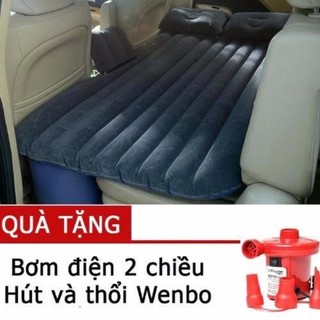 Đệm hơi oto vải nhung + Tặng kèm bơm điện 2 chiều Wenbo