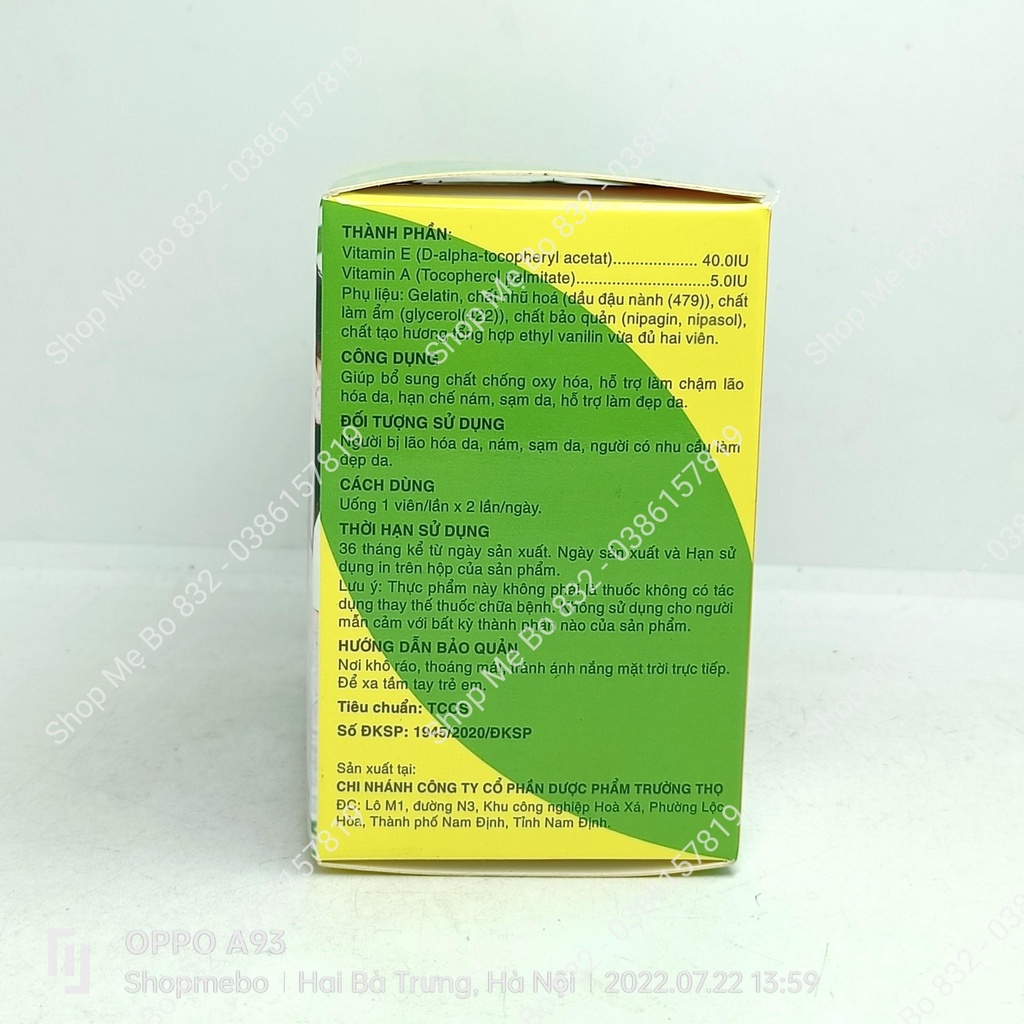 TPBVSK E Natural 400 10 viên x 10 vỉ