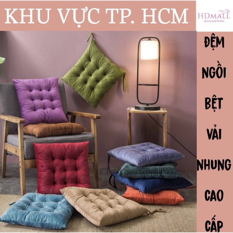 Đệm ngồi bệt, nệm kiểu Nhật vuông vải nhung cao cấp mềm mại 40x40