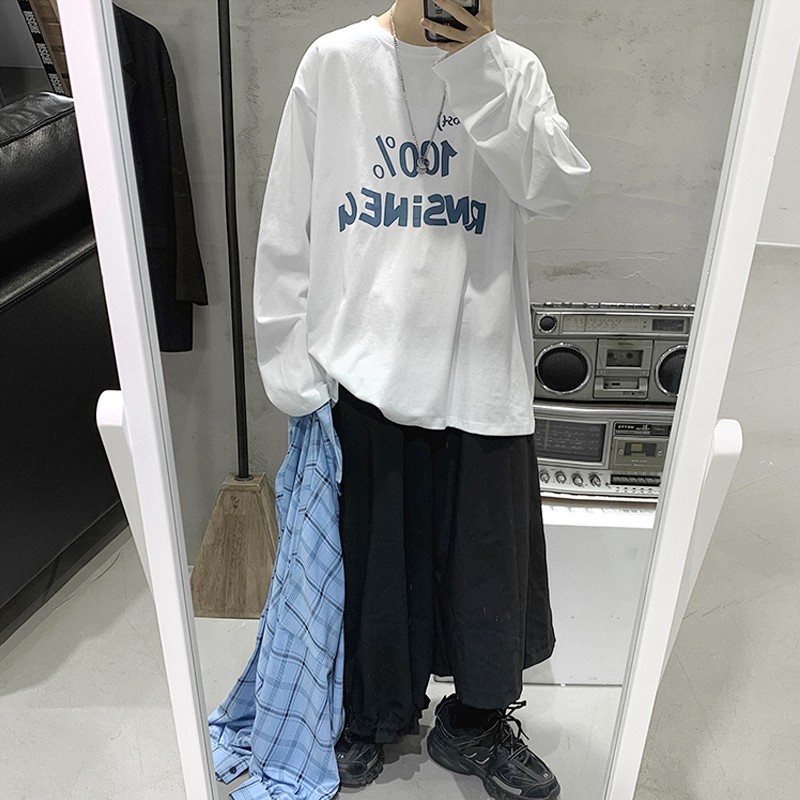 Áo Thun Dài Tay Cổ Tròn Thời Trang Phong Cách Hàn Quốc Cho Nam Size M-5Xl | BigBuy360 - bigbuy360.vn