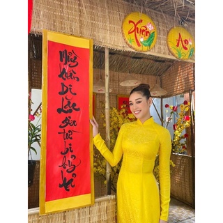 Áo dài may sẵn truyền thống gấm vàng khánh vân