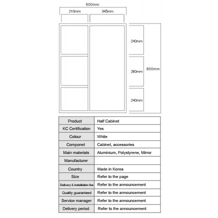 Tủ Gương Treo Phòng Tắm NEMO- Hàn Quốc - Half Cabinet