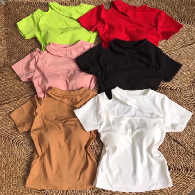 [Shop bigsize nữ ] Áo kiểu bigsize: Áo khoét ngực màu Đen/ Nâu (có mút ngực) size từ 60-85kg (3 size: L/XL/XXL)
