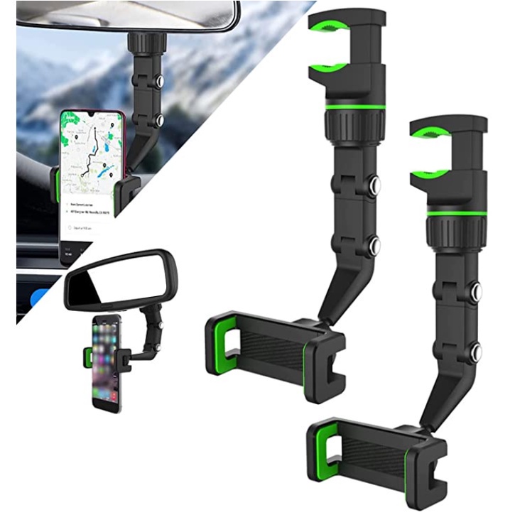 Giá Đỡ Điện Thoại / Thiết Bị Định Vị GPS Xoay 360 Độ Gắn Kính Chiếu Hậu Xe Hơi
