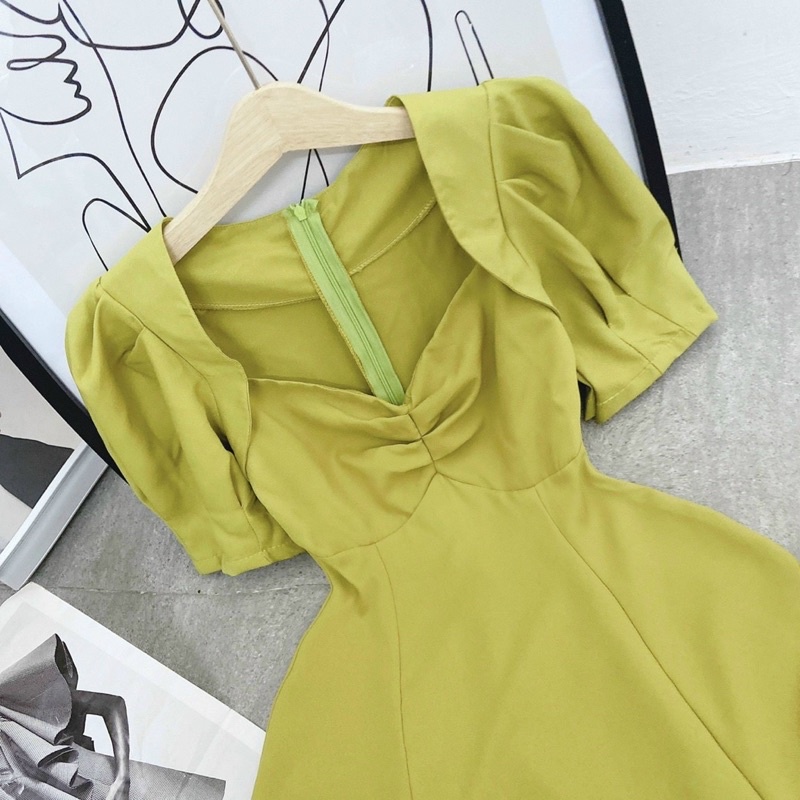 ĐẦM MIDI XOÈ NHÍU NGỰC TAY BÚP 3M KTGIMI ( Kèm Ảnh Thật)