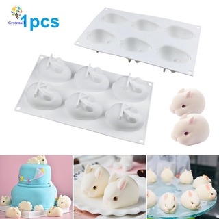 Khuôn Silicon 6 Lỗ Làm Bánh Hình Thỏ 3d